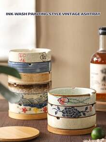 Cendrier rond, cendrier de table. C'est un accessoire de fumeur adapté pour être offert en cadeau et peut être utilisé pour la décoration de bureau ou de la maison. (La coque de ce produit est en céramique, avec une texture et une couleur pleines d'artisanat.) En tant que fournitures de rentrée scolaire, ce cendrier rétro est un cendrier décoratif portable.