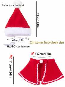 Christmas Pet Costume Set |Santa - Style Pet Outfit Set Cat Dog Hat| Antler Headband, Scarf & Cape Out Fit Halloween Halloween Costumes