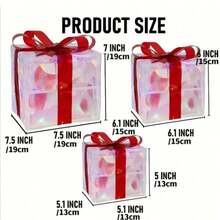 3-Piece Illuminated Christmas Gift Box - Plastic Lighted Holiday Decor With Red Bow, 3 AA Battery Powered (Batteries Not Included) Christmas Indoor Fairy Lights, Nursery Night Light, Holiday Decoration For Halloween/Christmas Christmas Decoration XMAS Decor Christmas Tree Gift Decor Thanksgiving Wedding Home Decor Home Decor Fall Decor Autumn Decor Birthday Decorations For Gifts Party Supplies Indoor Outdoor Garden Holiday Festival Decor Halloween Decor Wall Decor Halloween Ornamentschristmas Decoration XMAS Decor Christmas Tree Gift Decor Thanksgiving Wedding Home Decor Home Decor Fall Decor Autumn Decor Birthday Decorations For Gifts Party Supplies Indoor Outdoor Garden Holiday Festival Decor Halloween Decor Wall Decor Halloween Ornaments