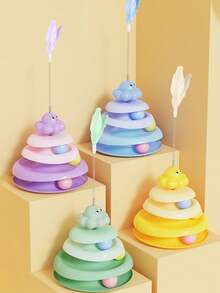 1 件猫玩具长鼓和三个响球，趣味猫球，益智磨爪，互动猫玩具小猫玩具，室内猫球玩具，适合无聊室内环境的猫玩具 - 彩色 - 查看 7