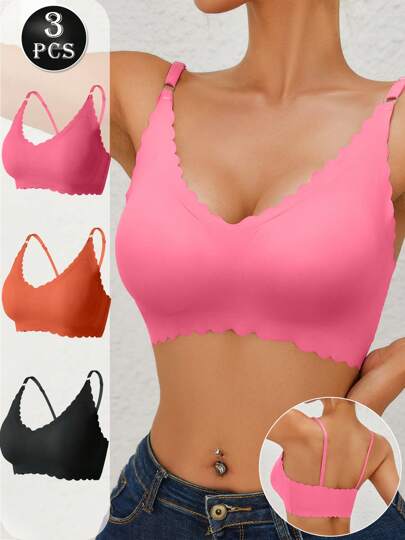 Sutiã push-up sem costura EssElegance 3 peças - Alças ajustáveis e suporte sem aro para uso diário, tecido respirável ultramacio