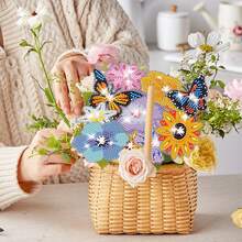 10件套钻石画花卉蝴蝶套装，彩色花朵钻石画工艺花束DIY礼物钻石画套装，创意生日礼物派对装饰 - 彩色 - 查看 5