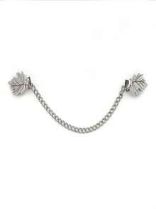 1 Piece Of Vintage Floral Chain Cardigan Clip, Women's Vintage Tassel Button Cape Shirt Collar, Suit Brooch, Jewelry Tassel Chain, Anti Drop Shoulder Shirt Collar Chain