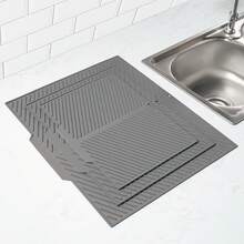 1PC Silicone Drain Mat, Foldable Kitchen Drying Mat, Drain Mat, Fruit, Vegetable, Tableware Drain Mat, Sink Mat, Dining Table Storage Mat, Kitchen Gadget