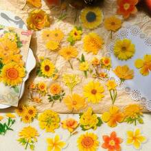 60pcs Flower Leaf Collage Stickers Scrapbooking Journaling For Daily Planner Junk Bullet Journaling Card Making PET Decor Stickers - Multicolor - View 2