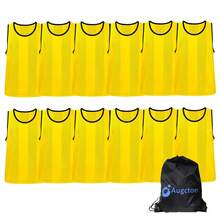 6/12 PCS Youth Pinnies Vertical Stripe Breathable Mesh Pennies For Soccer Basketball Sports