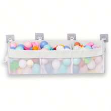 Wandmontierter Badewannen-Spielzeug-Organizer, 3-Fach Duschspielzeug-Halter mit breiten Öffnungen & Klebehaken, großer Stauraum für Badespielzeug