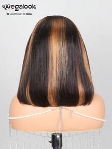 MEGALOOK #30 Mechas Lace Front Peruca Curta Bobcut Cabelo Humano Repartição Livre Bobcut Reto Lace Transparente Pré-Desfiada Cor 1B/30 Peruca para Mulheres 10-14 Polegadas Uso Diário Festa Estilo Y2K Halloween Ocasião - SNATURAL/30 - Ver 5