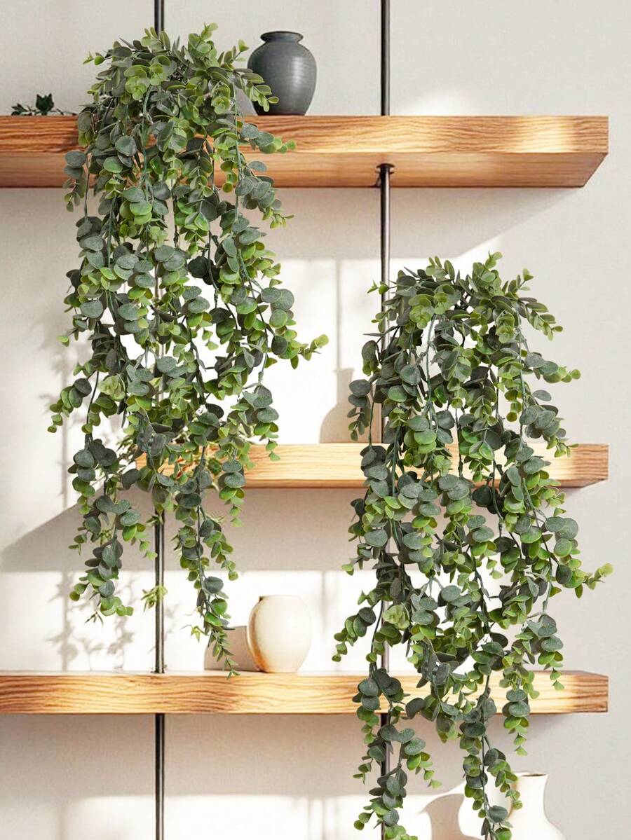 1/2PCS人造圣诞桉树藤蔓，聚乙烯材质，黑色和绿色，适用于学校宿舍、办公室装饰、返校季装饰、户外婚礼派对、节日生日派对、毕业季装饰、家庭入口、酒店餐厅、客厅、卧室、婚宴、厨房和花园装饰。 - 綠色 - 查看 1