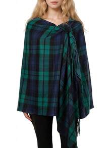 Long & Wide Scottish Tartan Plaid Shawl Wrap – Soft Cashmere Feel Winter Scarf, Outlander-Inspired Christmas Gifthalloween - 海軍綠格子 - 查看 10