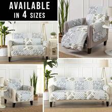 Patchwork Scalloped Printed Furniture Protector Stain Resistant Recliner Cover Recliner Grey - 拼布灰色 - 查看 5