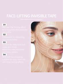OUHOE 40pcs Face Lifting Tape, Invisible Face Lifting Tape, Moisturizing, Revitalizing, Firming, Breathable, Invisible V-Line Chin Lifting And Beautifying Tape, Suitable For Daily Care, Makes Skin Firmer, Improves Sagging, And Enhances Facial Contours. - Baby Pink - View 6