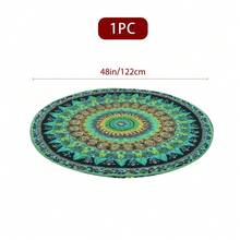 1/36 piezas Mantel redondo de 48 in/54 in con estampado digital de patrón retro y contraste bohemio, mantel elástico para protección, resistente a arañazos, adecuado para uso diario, interior/exterior, decoración del hogar, idea de regalo, camping, viaje