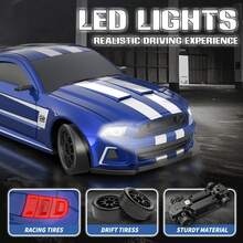 1:24 Remote Control Drift Car With LED Lights, Multi-Color RC Car, 4WD 30+KM/H High Speed Racing Car With Drift Tires, Gift For Boys And Girls On Birthday Gifts For Kids Adults,Birthday, Halloween - 藍色 - 查看 5