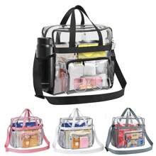 透明 PVC 手提包休闲单肩包运动防水沙滩包，透明包，时尚透明，女士透明防水包，非常适合夏季、度假和海滩，书包，大容量，防水，轻便，便携