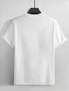 T-shirt rétro vintage années 80 pour homme, col rond, 220 g/m², été, pur coton, manches courtes (1 pièce) - Blanc - Voir 3