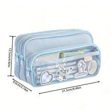 1pc Multifunctional Large Capacity Pencil Case With Pen Holder, Durable Portable Organizer For Office Supplies And Cosmetics, Suitable For Back To School