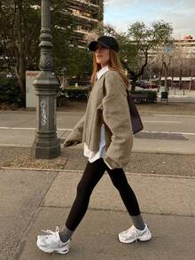 Senya Women's Autumn And Winter Crew Neck Long Sleeve Lightweight Knitted Wool Sweater, Side Slit Straight Sleeve Design Sweater Top, Daily Commuter Versatile Knitted Pullover,New Year - Khaki - View 2