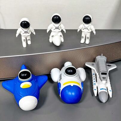 Juego de juguetes con temática espacial y de astronauta para niños, incluye nave espacial lanzable, figura de astronauta, cohete presurizado y nave espacial presurizada. Adecuado como regalo de cumpleaños para niños y niñas