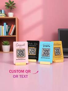 1 st anpassad QR-kodslogotyp för sociala medier, personlig skyltning för sociala medier, QR-kodslogotyp, skönhetslogotyp, företagslogotyp, betalningslogotyp, salongslogotyp, akrylmaterial, träbas, företagsskyltning, salongsskyltning, meny, prislista, modern, minimalistisk, unik, elegant, lämplig för olika affärstillfällen, kan även användas som en personlig present - Multifärgad - Visa 3