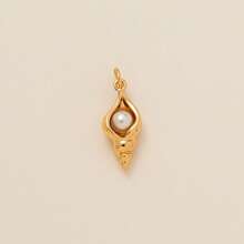 1 buc pandantiv stil oceanic, coajă stea de mare, căluț de mare, coral, stil retro de vacanță, placat cu aur, potrivit pentru coliere brățară DIY, aur electrolizat de 18K, un cadou pentru soții și mame