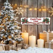 圣诞节拐杖糖巷金属标牌，传统糖果和甜点墙面装饰，预钻孔，防水，适合室内外展示，10.16x40.64 厘米（随机发送孔图案） - 彩色 - 查看 4
