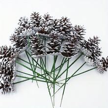 20 pièces Branches de cônes de pin décoration de Noël DIY - Blanc brossé longue conservation, convient pour la décoration d'arbre de Noël, ornements de Noël, matériaux artisanaux, accessoires de photographie, ornements suspendus, couronnes, accessoires DIY, décoration de fête, décoration de maison