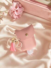 1pc Mini 30ml Hand Sanitizer Storage Bag - Pu Portable Hand Sanitizer Bottle Dispenser Leather Case, Perfume Bottle Keychain With Tassel Decoration, Perfume Bottle Keychain Small Bag Pendant, Portable Mini Empty Bottle Travel Protective Case, Imitation Leather Material, Ideal For Travel, Can Hold Lotion, Soap, Shampoo, Perfume, It Is A Portable Keychain For Outdoor Camping, Hiking And Travel. (Dispenser Bottle Not Included)