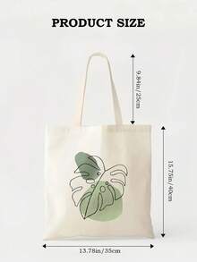 Sac de courses à motif végétal simple, sac de livre de style Ins, sac fourre-tout à motif de feuilles pour le trajet, sac de courses de style frais, sac de rangement pliable, léger et grande capacité, sac de livre de style littéraire, sac de voyage, sac de cabine - Multicolore - Voir 5