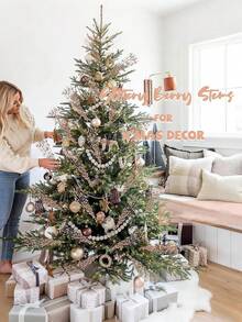 12-Pack Artificial Glitter Berry Stem Ornaments, Decorative Bead Sticks, Glittery Twigs, Picks, Branches For Christmas Tree, Small Vase, Holiday, Wedding, Party (17 Inches, Champagne)