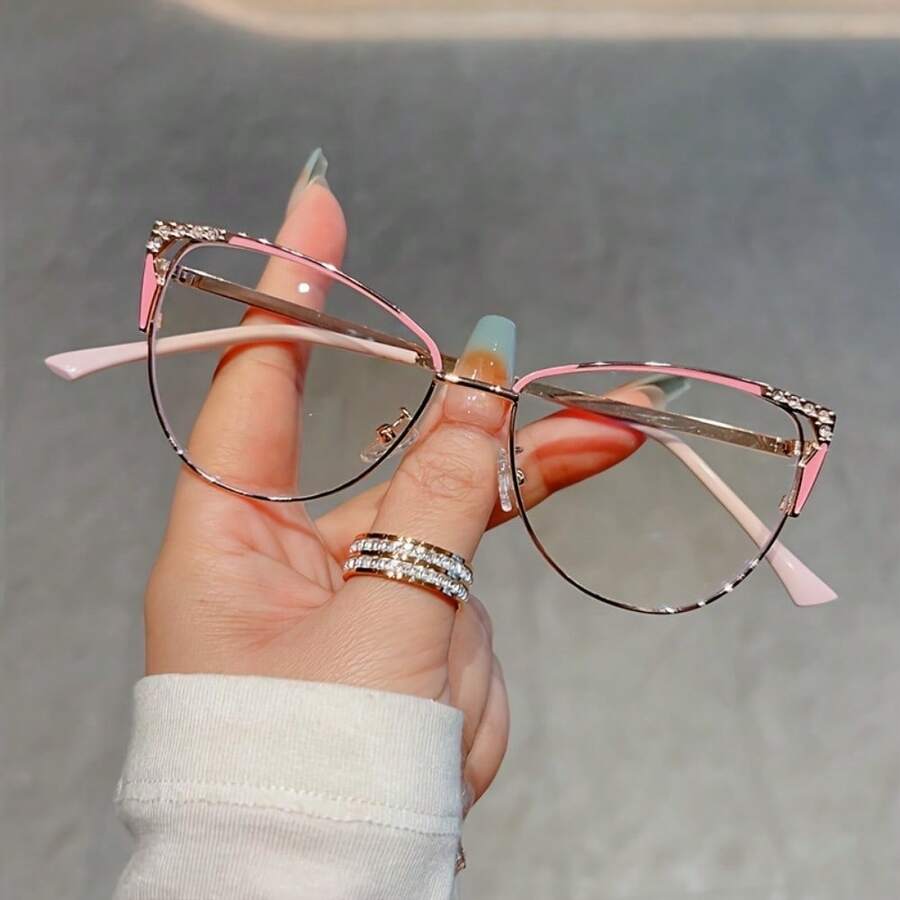 1pc Fashion Glasses - Unisex, Suitable For Daily Wear And Photography, Ideal Gift Choice, Decorative Eyewear - Rose Pink - 查看 1