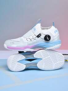 Zapatillas de bádminton para hombres, con hebilla giratoria y cordones, suela de goma con tablero de carbono, ultraligeras, transpirables, antideslizantes y duraderas, para partidos y entrenamientos profesionales de bádminton, voleibol, tenis y tenis de mesa