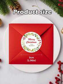 24pcs Customized Christmas Text Round Stickers, Personalized Holiday Candy Gift Bags And Envelope Labels, Customized Text Stickers, Customized 5*5cm Round Stickers, Customized Christmas Gift Packaging Labels, Specially Designed Cute & Romantic Christmas Wreath, Berry Scene Combination, Various Pattern Stickers For You To Choose, Suitable For Personalized Merry Christmas Labels - Multicolor - View 11