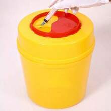 Yellow Biohazard Sharps Disposal Container, For One-Time Use To Discard Needles - Yellow - View 1