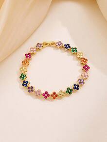 1pc Fashionable Vintage Leopard Print Scarf Bracelet, Hollow Metallic Layered Bracelet Accessory For Women - 彩色 - 查看 4