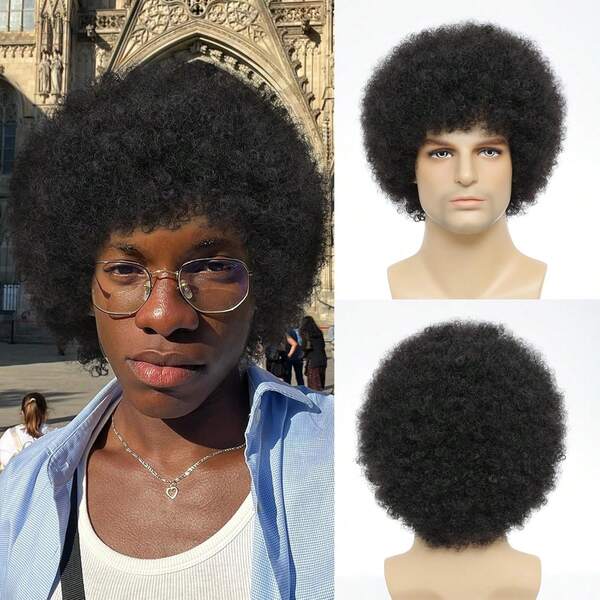 GLAMNOW GLAMNOW Afro Wig Men,70's Costumes For Men Heat Resistant Synthetic Disco Wig