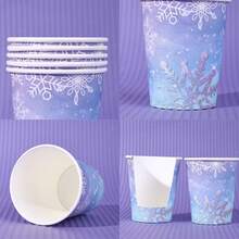 10 peças/20 peças/40 peças, Copos de Festa de Floco de Neve de 266ml, Copos Descartáveis de Festa de Floco de Neve de Natal para Festa de Aniversário com Tema Frozen, Uso Diário para Café, Bebidas Quentes e Frias