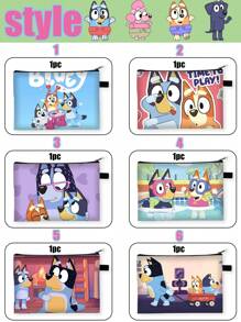 Bluey علبة أقلام وأدوات قرطاسية بتصميم الكرتون "بلوي"، علبة أقلام ذات طبقتين مزودة بسحاب، لوازم دراسية للكلية، علبة أقلام مريحة للحقيبة الظهر، حقيبة جميلة وأنيقة، حقيبة ظهر صغيرة، حقيبة ظهر كرتونية ممتعة للأطفال