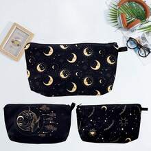 1 Peça Bolsa de Armazenamento Impressa Engraçada, Com Padrão Dourado, 3 Opções de Combinação, Bolsa de Armazenamento de Acessórios para Fumar Portátil, Fechamento com Zíper, Unissex, Adequada para Festas, Transporte ao Ar Livre, Perfeita para Halloween, Presentes de Natal.