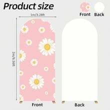 6.6FT Pink Daisies Arched Wall Cover Round Arch Backdrop For Birthday Party Banquet Wedding Decor(6.56x3.28ft,No Frame No Zipper)
