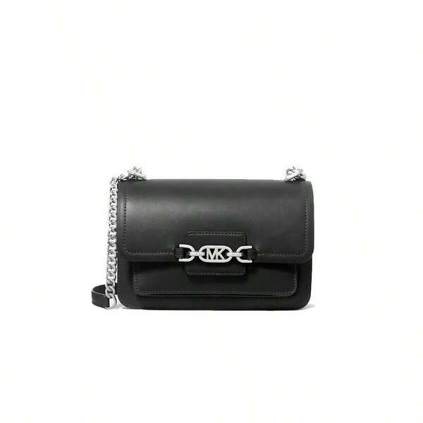 Michael Kors Bolso de hombro/cruzado de unicolor de la serie HEATHER para mujer, Negro 30S2S7HL3L 001