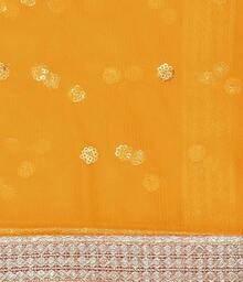 Woman's Embellished Net Dupatta Scarf Shawl Wrap Soft Bridal Wedding - 芥末黃 - 查看 4