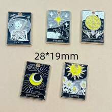 5pcs Tarot Brand Enamel Brooch Customized Sun Moon Stars Skull Brooch Lapel Badge Jewelry Gift