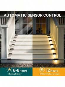 32 piezas Luces solares LED de jardín en negro/blanco/marrón, luces para escaleras para decoración exterior - Terraza, escalones, barandilla, pared, patio, jardín, escaleras, patio, valla y camino de entrada, control multicolor, adecuado para decoración del hogar y decoración de barandillas