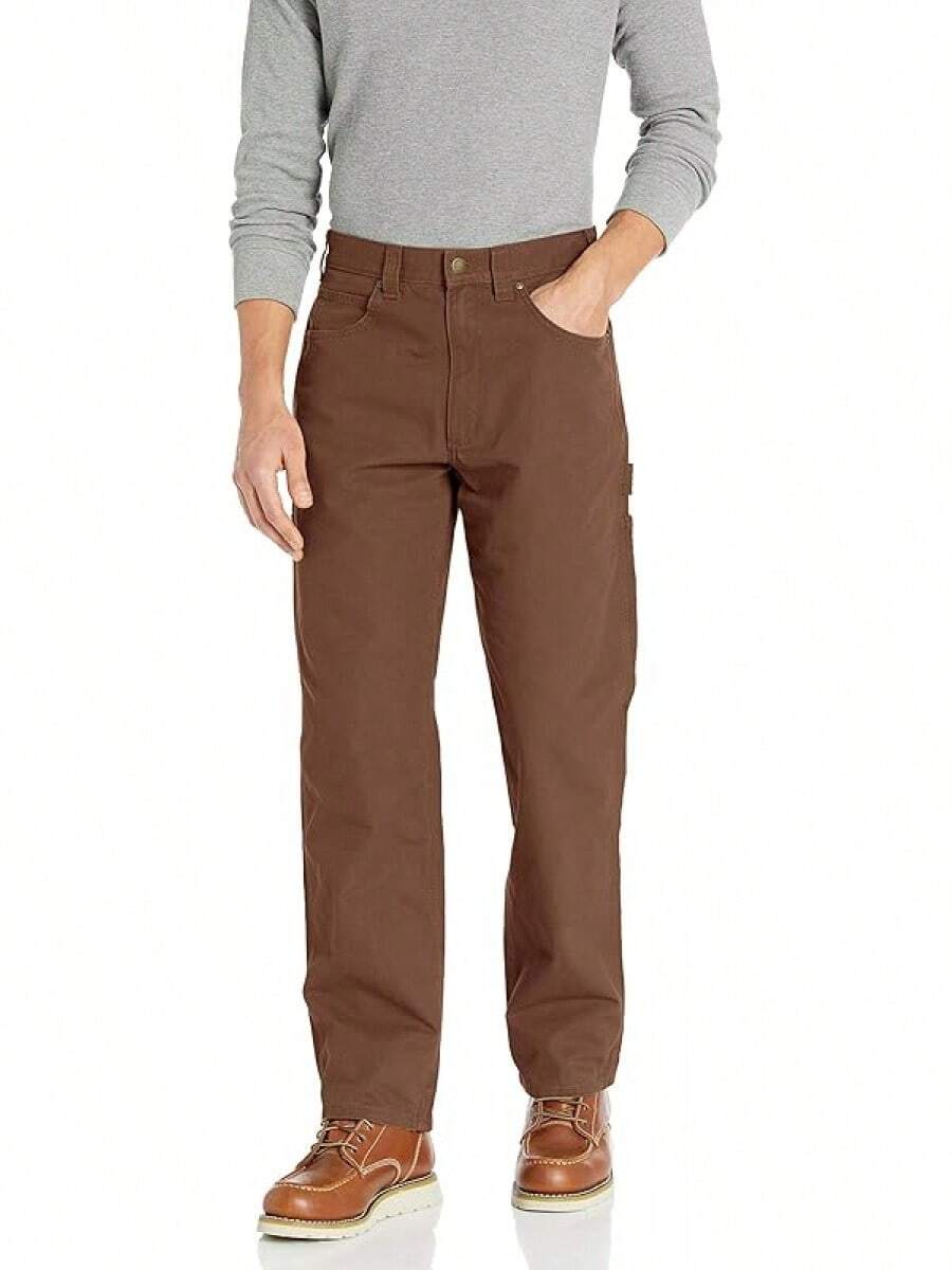 Mens Relaxed-Fit Carpenter Utility Pant With Pockets, Fashionable Workwear - 棕色 - 查看 1