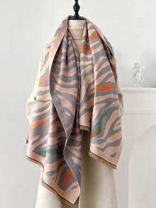 FADZOYLE 1 Peça Lenço/Xale Jacquard Listrado de Tigre Colorido, Adequado para Mulheres em Todas as Estações, Extra Longo e Luxuoso para Manter o Calor no Outono/Inverno, Minimalista Elegante, Aquecedor de Pescoço Multiuso, Adequado para Escritório, Uso Externo, Uso Diário, Casamento, Acessório de Festa, Pode Ser Combinado com Roupas Formais - Multicolorido - Visão 5