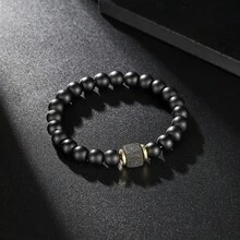 金钱手链天然火山石绿宝石孔雀石招财男士珠宝手链日常佩戴优雅时尚手链赠送朋友精致礼物 - 綠色 - 查看 10