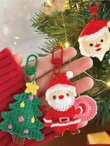 1/6 Stück/Set Weihnachtsdekoration gewebter Anhänger Mädchen Schlüsselanhänger vielseitig hängend, süßer Weihnachtsmann Anhänger, süßer Weihnachtsmann Elch Schlüsselanhänger vielseitig als Tasche Anhänger, süß und einfach gewebter Weihnachtsanhänger, multifunktionaler DIY Schlüsselanhänger/Tasche Anhänger Set, geeignet als Geschenkidee für Paare, Taschenzubehör, Ausweise, Autoschmuck, Taschenanhänger