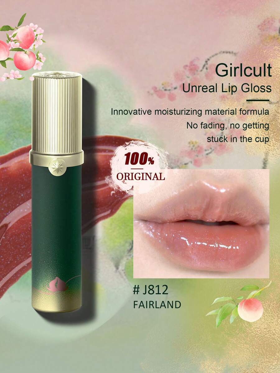 GIRLCULT Son bóng Unreal Lip Gloss J812 Fairland, Son môi, Son bóng lấp lánh đính đá, Màu tự nhiên, Làm đầy môi & Lâu trôi, Độ bóng cao, Dưỡng ẩm, Màu sắc lấp lánh, Hiệu ứng trang điểm ngọc trai đậm đặc, Màu sắc bền lâu, 3.5ml/0.11fl Oz
