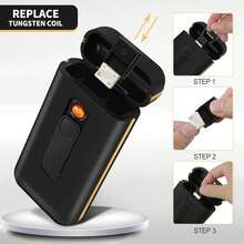 2-In-1 Ladies Cigarette Case For 100's King Size, USB Rechargeable Lighter, 20 Capacity Rugged & Water-Resistant For Women, Replaceable Tungsten Igniter, Birthday Gifts For Women Men - YJ-DH9010 - 查看 4